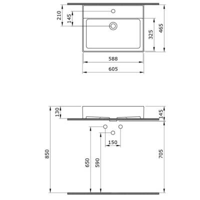 Bocchi Milano Lavabo 60 cm Parlak Bisküvi 1376-014-0126 - 2