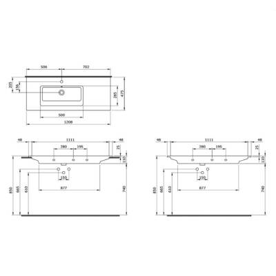 Bocchi Milano Lavabo Etajerli 120 Cm Mat Gri 1305-006-0126 - 3