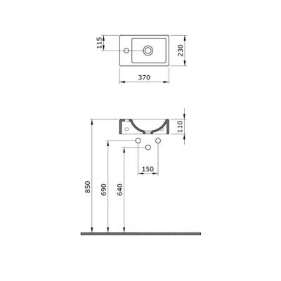 Bocchi Milano Lavabo Sağ Armatür Delikli Dar 37 cm Mat Yasemin 1419-007-0126 - 3