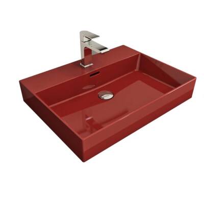 Bocchi Milano Lavabo Tezgah Üstü 60 cm Parlak Kırmızı 1376-019-0126 - 1