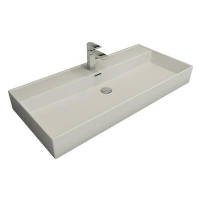 Bocchi Milano Tezgah Üstü Lavabo 100 cm Mat Beyaz 1378-002-0126 - 1