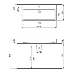 Bocchi Milano Tezgah Üstü Lavabo 100 cm Mat Beyaz 1378-002-0126 - 3