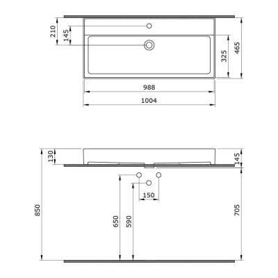 Bocchi Milano Tezgah Üstü Lavabo 100 cm Mat Gri 1378-006-0126 - 3