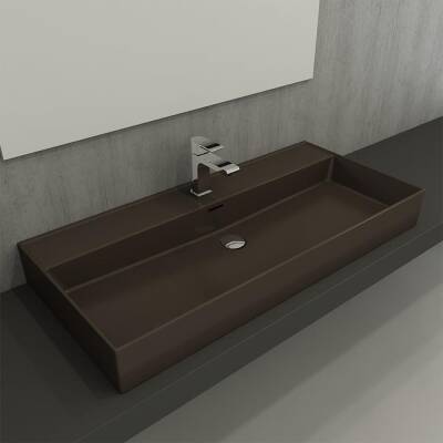 Bocchi Milano Tezgah Üstü Lavabo 100 cm Mat Kahverengi 1378-025-0126 - 2