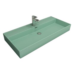 Bocchi Milano Tezgah Üstü Lavabo 100 cm Mat Mint Yeşil 1378-033-0126 - 1