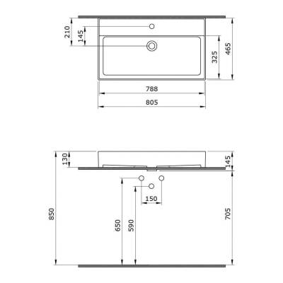 Bocchi Milano Tezgah Üstü Lavabo 80 cm Mat Antrasit 1377-020-0126 - 3