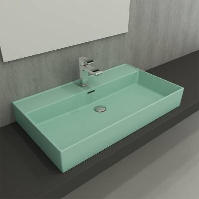 Bocchi Milano Tezgah Üstü Lavabo 80 cm Mat Mint Yeşil 1377-033-0126 - 2