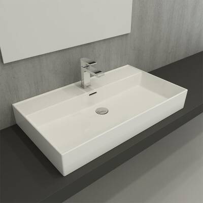 Bocchi Milano Tezgah Üstü Lavabo 80 cm Parlak Beyaz 1377-001-0126 - 2