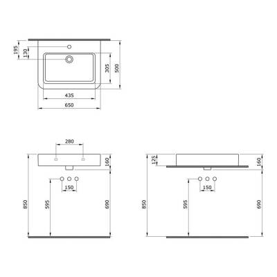 Bocchi Parma Lavabo 65 cm Parlak Beyaz 1123-001-0126 - 3