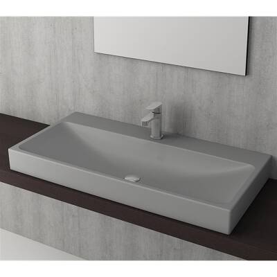 Bocchi Scala Arch Tezgah Üstü Lavabo 100 Cm Mat Gri 1079-006-0126 - 2