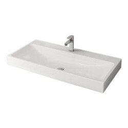 Bocchi Scala Arch Tezgah Üstü Lavabo, 100 cm, Parlak Beyaz 1079-001-0126 - 1