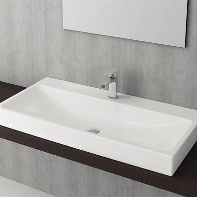 Bocchi Scala Arch Tezgah Üstü Lavabo, 100 cm, Parlak Beyaz 1079-001-0126 - 2