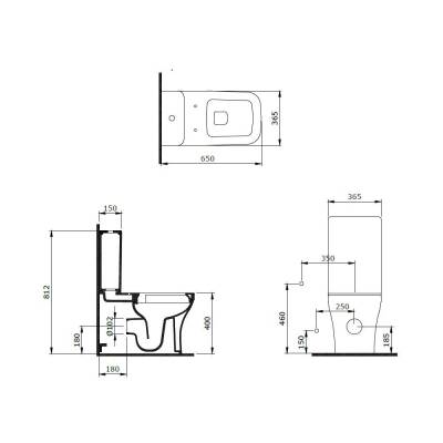 Bocchi Scala Duvara Tam Dayalı Rimless Klozet Parlak Kırmızı (Rezervuar ve Kapak Hariç) 1480-019-0128 - 3