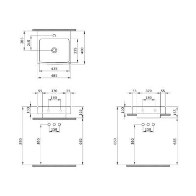 Bocchi Scala Tezgah Üstü Lavabo 48 Cm Mat Beyaz 1076-002-0126 - 3