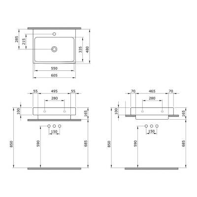 Bocchi Scala Tezgah Üstü Lavabo 60 Cm Mat Antrasit 1077-020-0126 - 3