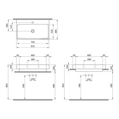 Bocchi Scala Tezgah Üstü Lavabo 80 cm Mat Beyaz 1078-002-0126 - 3