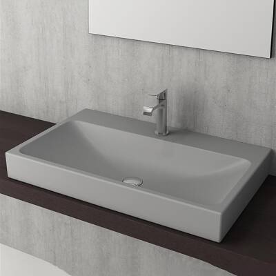 Bocchi Scala Tezgah Üstü Lavabo 80 cm Mat Gri 1078-006-0126 - 2