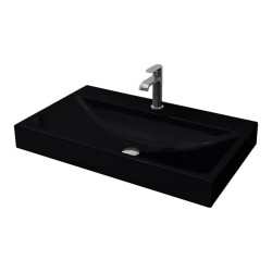 Bocchi Scala Tezgah Üstü Lavabo, 80 cm, Parlak Siyah 1078-005-0126 - 1