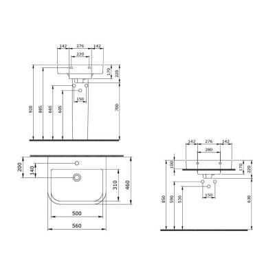 Bocchi Speciale Lavabo 56 cm Parlak Beyaz 1175-001-0126 - 3