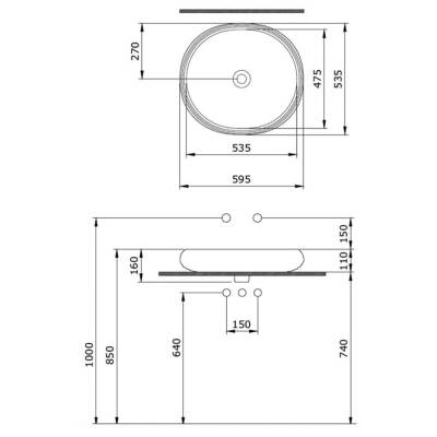 Bocchi Strata Çanak Lavabo 60 cm Mat Antrasit 1414-020-0125 - 2