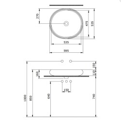 Bocchi Strata Çanak Lavabo 60 cm Mat Siyah 1414-004-0125 - 2