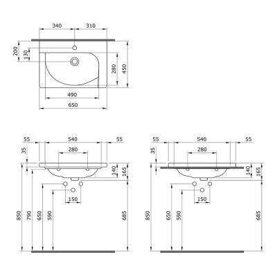 Bocchi Taormina Arch Etajerli Lavabo 65 Cm Mat Beyaz 1009-002-0126 - 3