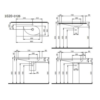 Bocchi Taormina Arch Etajerli Lavabo 86 Cm Mat Beyaz 1020-002-0126 - 3