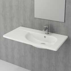 Bocchi Taormina Arch Etajerli Lavabo 86 cm Parlak Beyaz 1020-001-0126 - 2