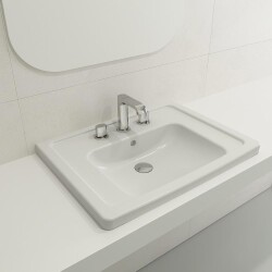 Bocchi Taormina Pro Etajerli Lavabo 3 Armatür Delikli Parlak Beyaz 65 Cm 1007-001-0127 - 2