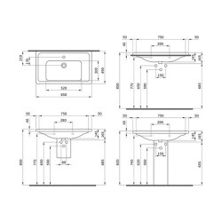 Bocchi Taormina Pro Etajerli Lavabo 3 Armatür Delikli Parlak Beyaz 85 cm 1008-001-0127 - 3