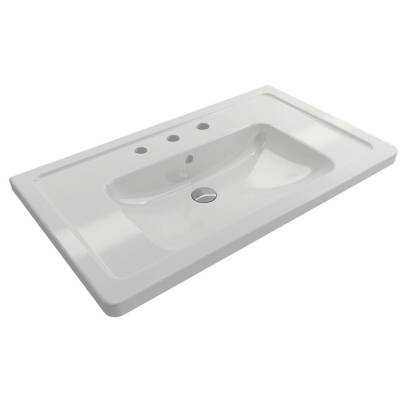 Bocchi Taormina Pro Etajerli Lavabo 3 Armatür Delikli Parlak Beyaz 85 cm 1008-001-0127 - 1