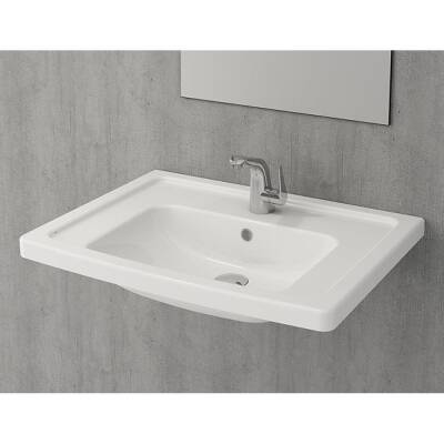 Bocchi Taormina Pro Etajerli Lavabo Parlak Beyaz 65 Cm 1007-001-0126 - 1