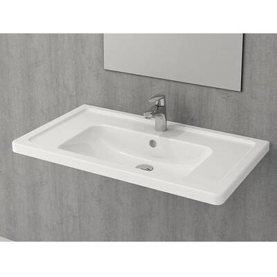 Bocchi Taormina Pro Etajerli Lavabo Parlak Beyaz 85 Cm 1008-001-0126 - 1