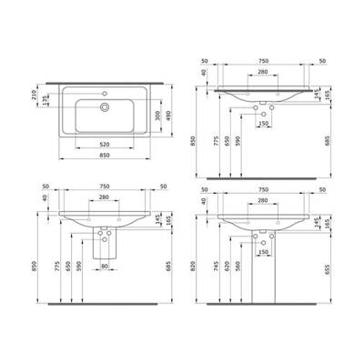 Bocchi Taormina Pro Etajerli Lavabo Parlak Beyaz 85 Cm 1008-001-0126 - 3