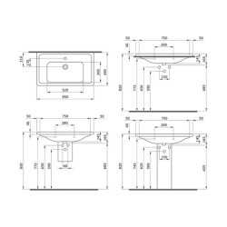 Bocchi Taormina Pro Etajerli Lavabo Parlak Beyaz 85 Cm 1008-001-0126 - 3