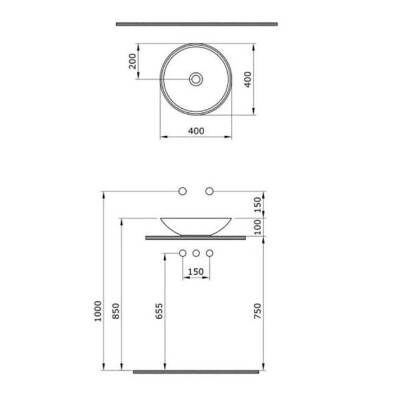 Bocchi Venezia Çanak Lavabo 40 cm Kırmızı 1120-019-0125 - 2