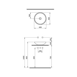 Bocchi Venezia Çanak Lavabo 40 cm Parlak Beyaz 1120-001-0125 - 2