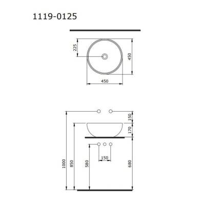 Bocchi Venezia Çanak Lavabo 45 cm Parlak Siyah 1119-005-0125 - 2