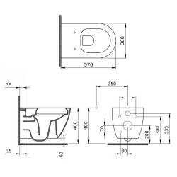 Bocchi Venezia Rimless Asma Klozet Kapak Dahil Parlak Beyaz 1295-001-0128 - 3