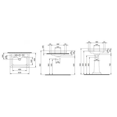 Bocchi Verona Tek Armatür Delikli Lavabo 61 cm Mat Siyah 1041-004-0126 - 2