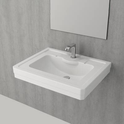 Bocchi Verona Tek Armatür Delikli Lavabo 61 cm Parlak Beyaz 1041-061-0126 - 1