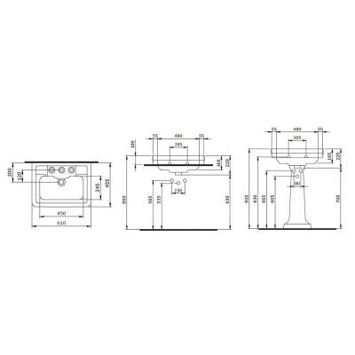 Bocchi Verona Tek Armatür Delikli Lavabo 61 cm Parlak Beyaz 1041-061-0126 - 2