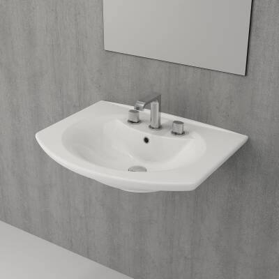 Bocchi Verona Üç Armatür Delikli Lavabo 70 Cm Parlak Beyaz 1045-061-0127 - 1