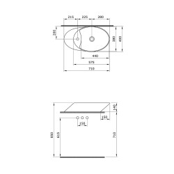 Bocchi Vessel Batarya Banklı Çanak Lavabo 72 cm Mat Yeşil 1021-027-0126 - 3