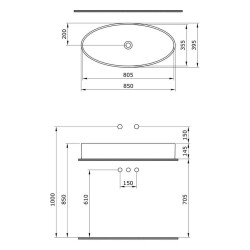 Bocchi Vessel Elips Çanak Lavabo 85 Cm Mat Antrasit 1014-020-0125 - 3