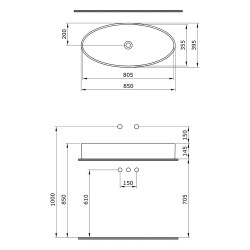 Bocchi Vessel Elips Çanak Lavabo 85 Cm Mat Buz Mavi 1014-029-0125 - 3