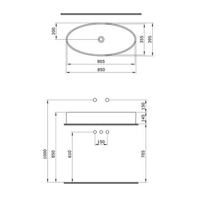 Bocchi Vessel Elips Çanak Lavabo 85 Cm Parlak Beyaz 1014-001-0125 - 2