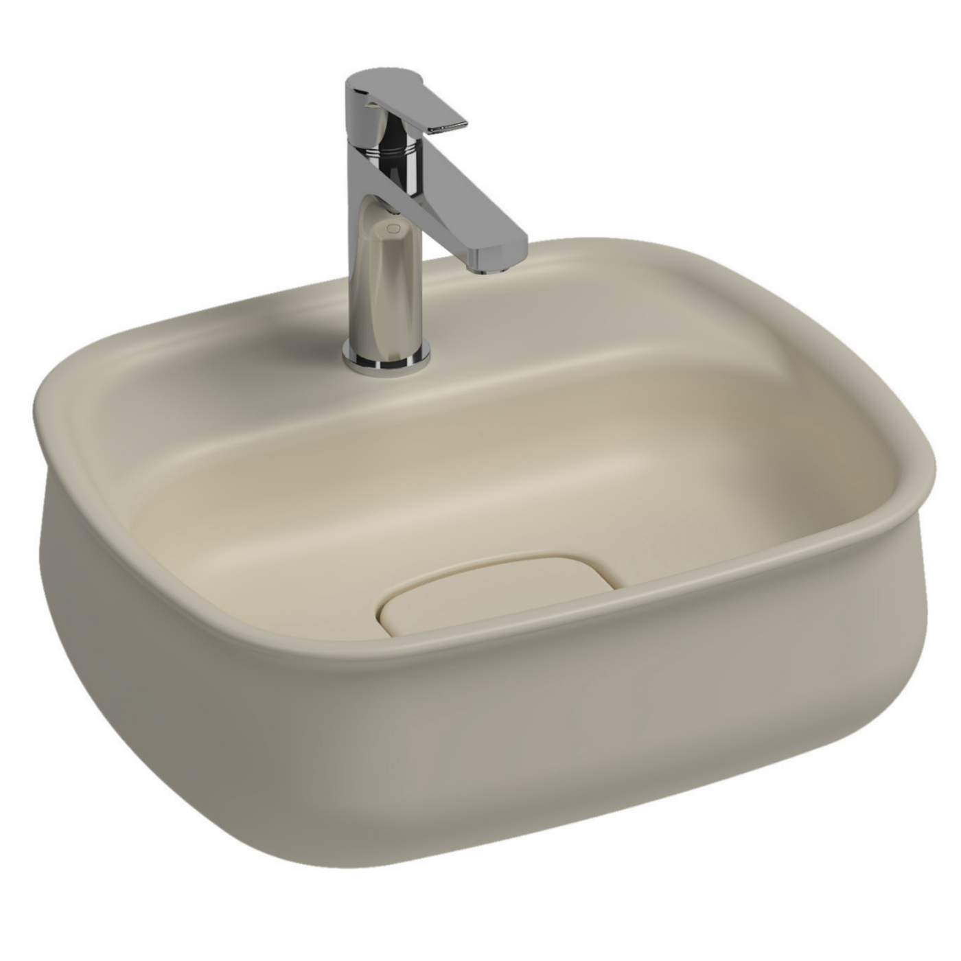 Isvea Fluido Fildişi Tezgah Üzeri Çanak Lavabo 47 cm Bas-Aç Set