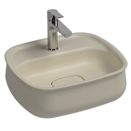 Isvea Fluido Fildişi Tezgah Üzeri Çanak Lavabo 47 cm Bas-Aç Set