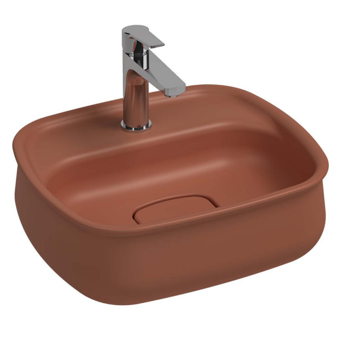 Isvea Fluido Terracotta 47 cm Tezgah Üzeri Çanak Lavabo Bas-Aç Set